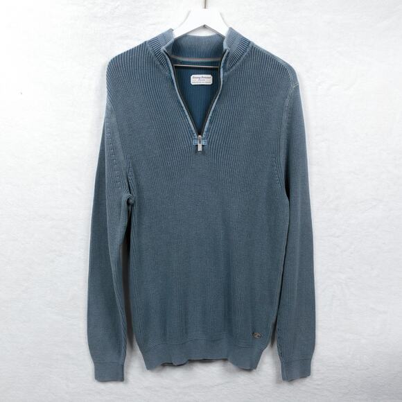 TOMMY BAHAMA JEANS 1/4 Zip Ribbed Mock Neck Sweater Cotton All Seasons Mens Sz M - Picture 1 of 8